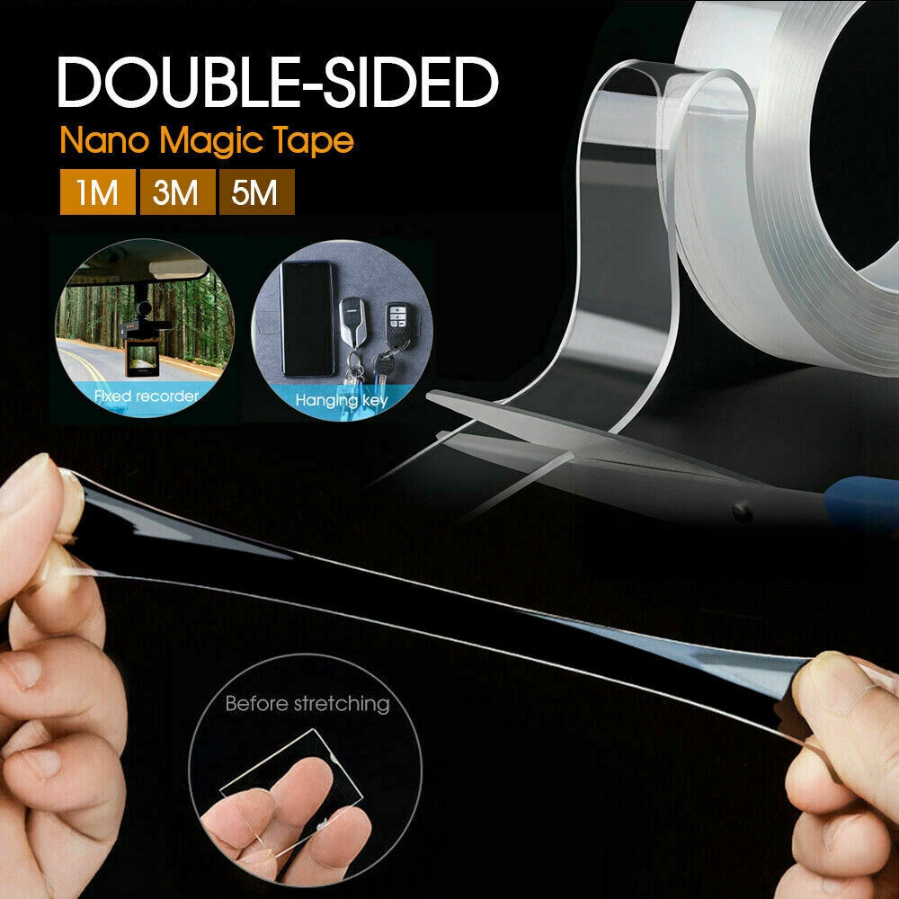 Cuộn Băng Keo Hai Mặt Nano Dày 2mm Dài 5M Không Để Lại Dấu Vết Có Thể Tháo Rời