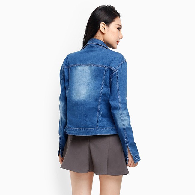 Áo Khoác Jean Nữ Mẫu Trơn Hàng Co Giãn Vải Đẹp