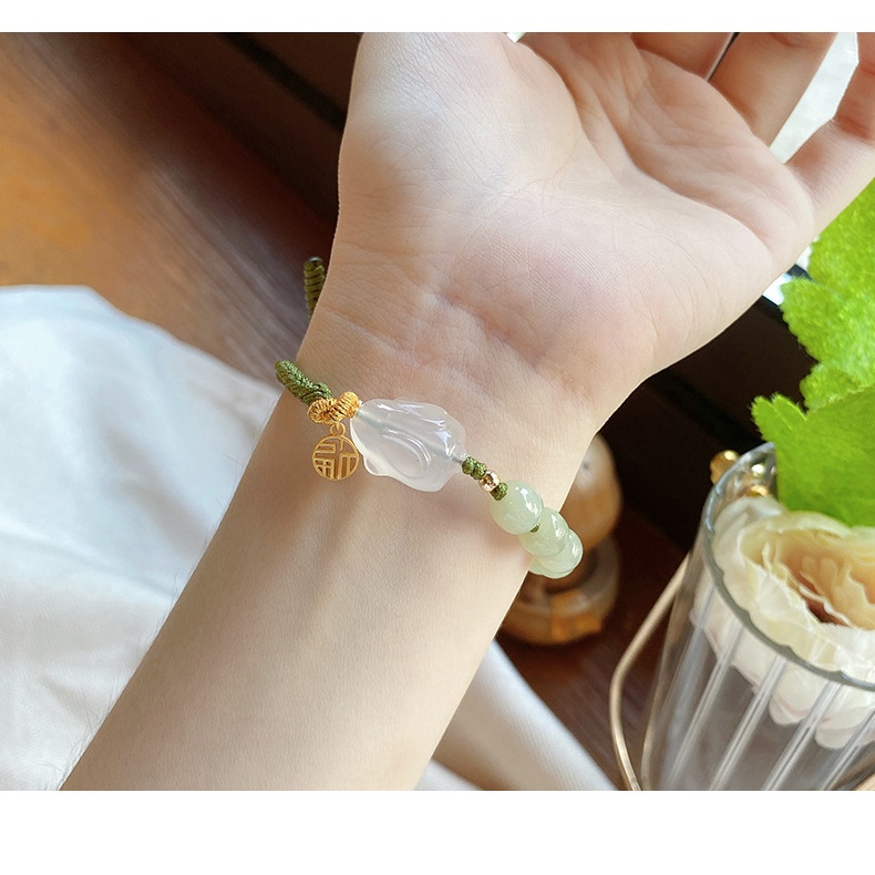 [Hàng Mới] Vòng Tay Dây Bện Mặt Hình Thỏ Trắng