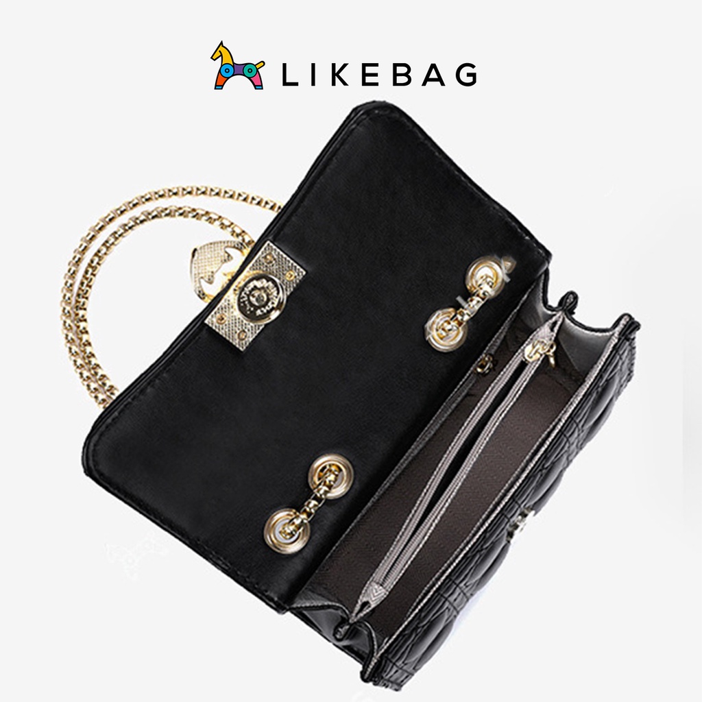 Túi đeo chéo, kẹp nách thời trang LIKEBAG vân nổi phối quai xích độc lạ CJ014 - LIBAGI