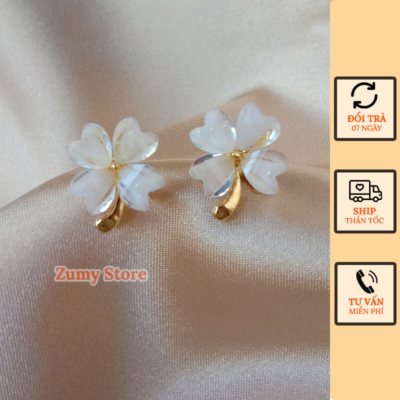 Bông tai khuyên tai cỏ bốn lá may mắn phong cách Hàn Quốc thanh lịch đẹp rẻ