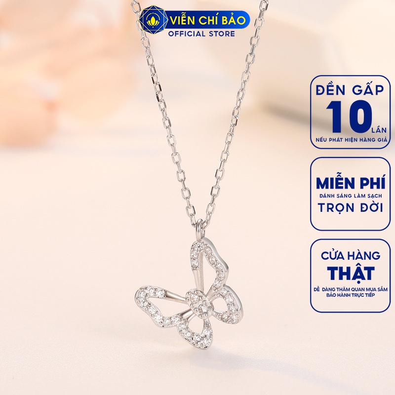 Dây chuyền bạc nữ Hồ điệp đính đá chất liệu bạc 925 thời trang phụ kiện trang sức nữ Viễn Chí Bảo D400370