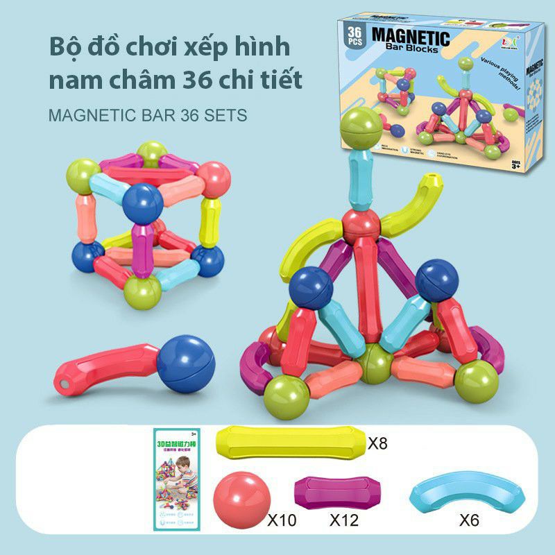 Đồ chơi lắp ráp xếp hình khối xây dựng cho bé tư duy sáng tạo hộp 64 và 32 chi tiết - Đồ chơi trí tuệ HotTrending