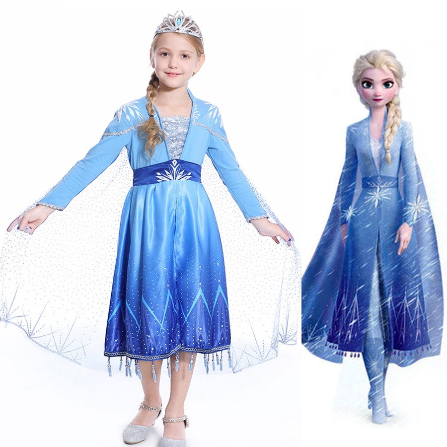 Đầm Hóa Trang Công Chúa Elsa Trong Phim Frozen 2 Cho Bé Gái