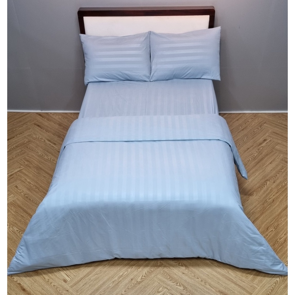Bộ Ga và 2 vỏ gối màu sọc 3 phân Riotex cho nhà nghỉ khách sạn