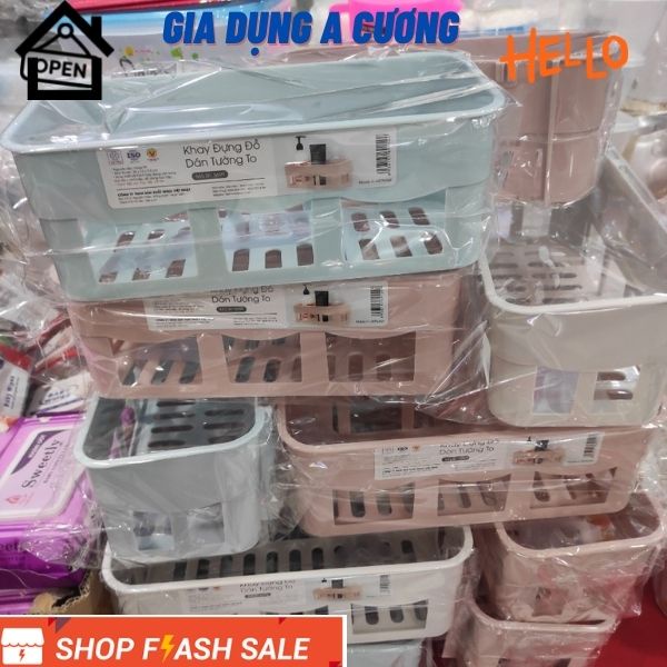 kệ dán tường để đồ nhà tắm đa năng, giá đựng đồ phòng vệ sinh treo tường nhựa việt nhật