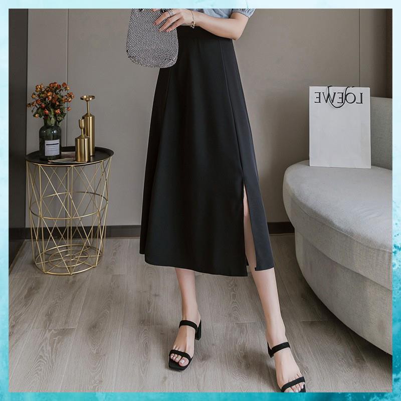 [FreeShip] Chân Váy Chữ A Dài, Đầm Nữ Trắng Đen Dài Xẻ Cạnh Công Sở | BigBuy360 - bigbuy360.vn