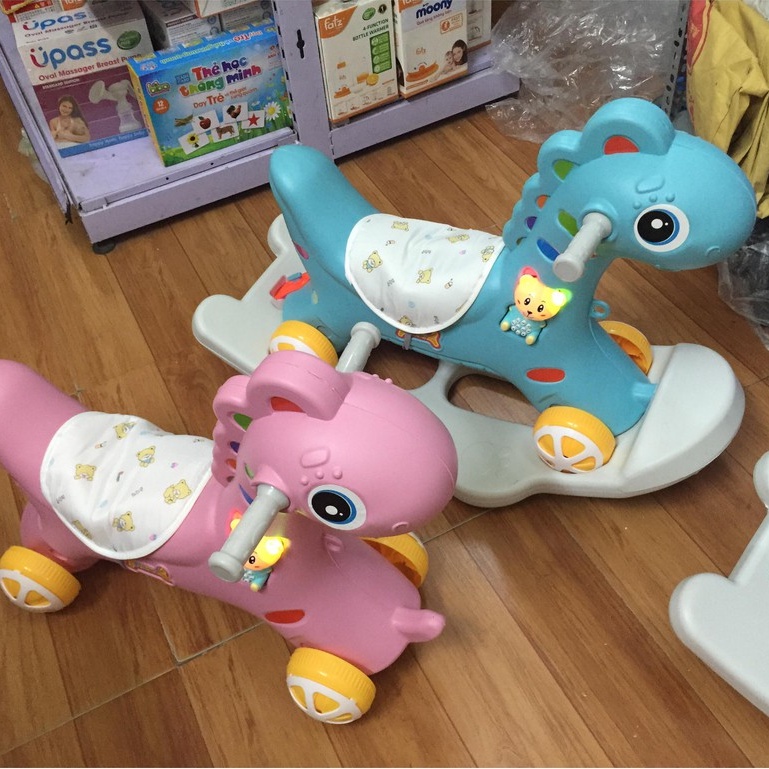 Bập Bênh Ngựa Pony Có Bánh Xe 2 IN 1 Có Đèn Nhạc Mẫu 2022