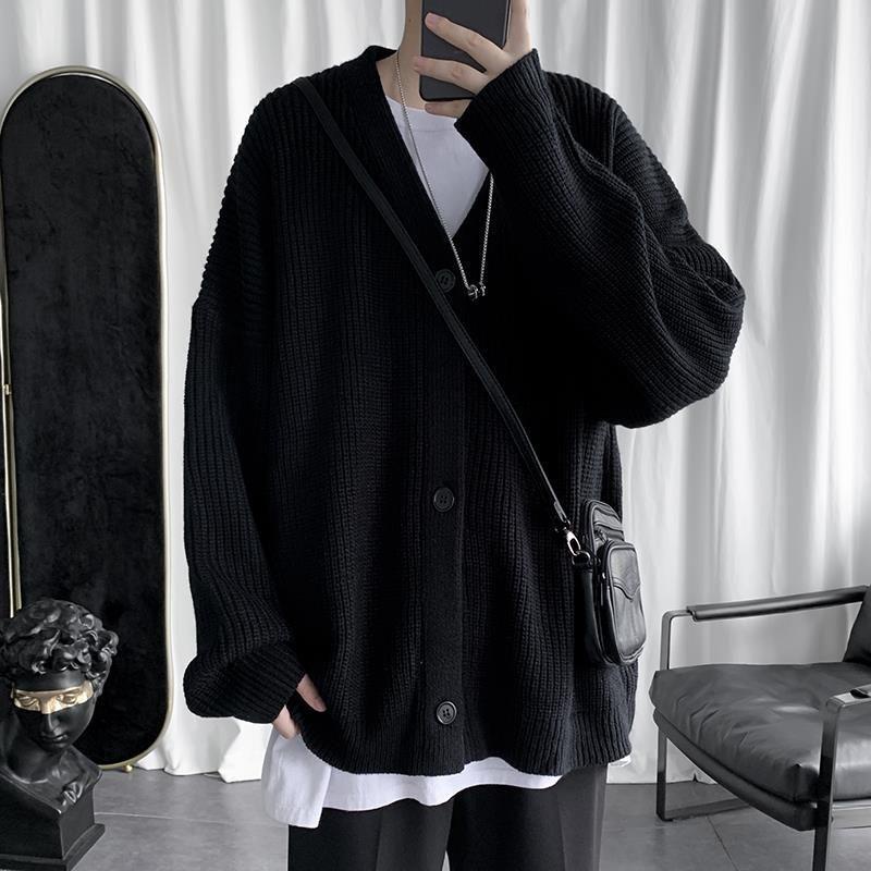 Bán Chạy!F &amp; X Áo Khoác Cardigan Len Dệt Kim Dáng Rộng Màu Trơn Phong Cách Nhật Bản Thời Trang Thu Đông Đơn Giản Dành Cho Nam