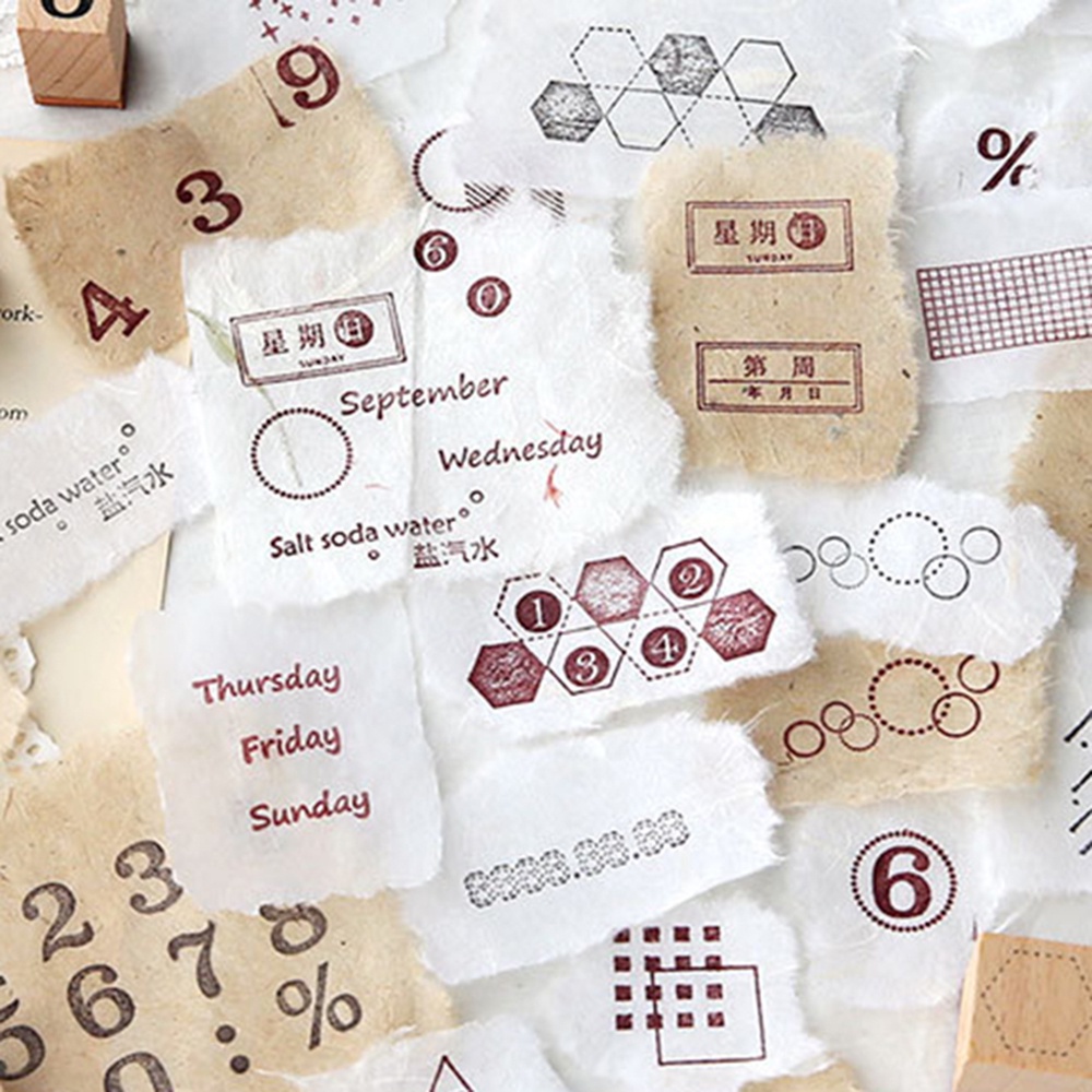 Set 30 miếng giấy kraft in họa tiết hoa phong cách vintage dùng trang trí sổ tay/ đồ thủ công