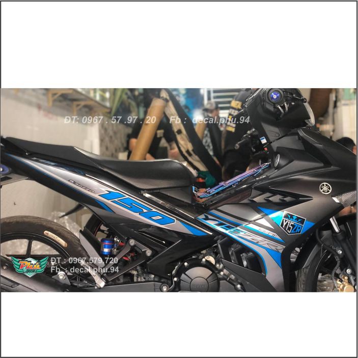 Tem Exciter 150 Y15ZR Xanh candy , xe đen nhám (V)