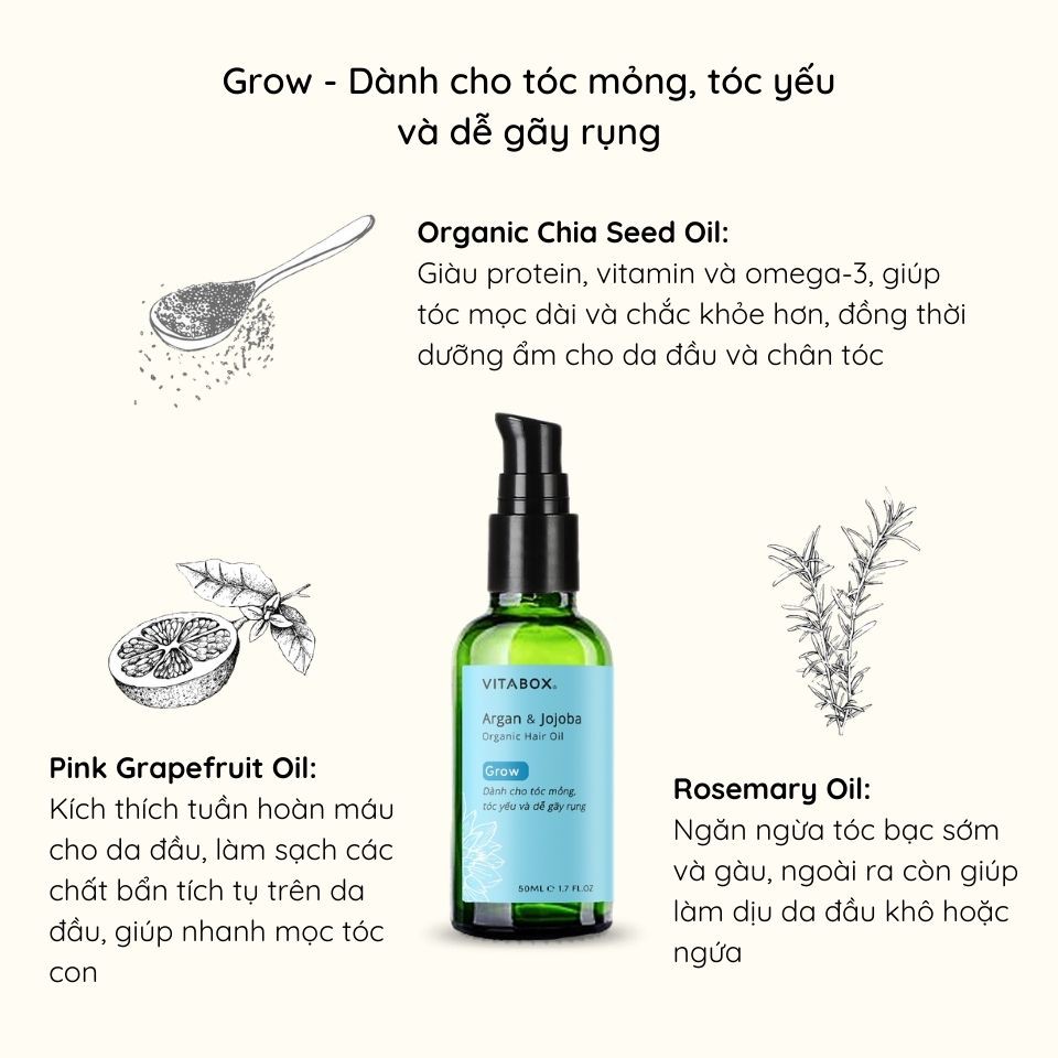 Dầu dưỡng tóc VITABOX Argan Jojoba – cho tóc khô xơ, hư tổn, uốn nhuộm chẻ ngọn, nhanh mọc tóc con - organic hair oil