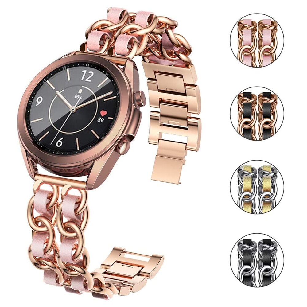 Dây Đeo Bằng Da Và Kim Loại Cho Đồng Hồ Thông Minh Samsung Galaxy Watch 3 41mm 45mm Gear 2 Neo S2 S3 S4