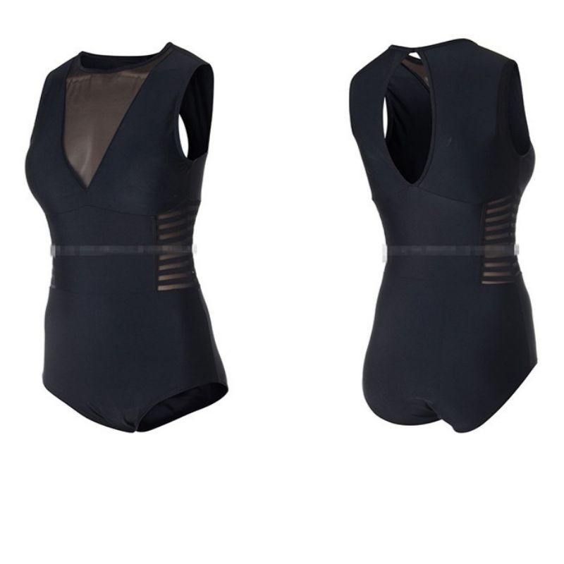 Bikini đi biển, đồ bơi nữ sát nách 1 mảnh liền thân tôn dáng đen lưới Nemo Bikini - B9