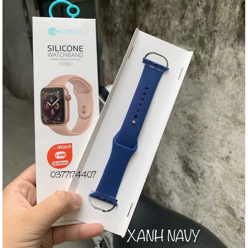 (Xanh Navy 2020)_Dây đeo silicon Coteetci cho Apple Watch Size 38mm, 40mm, 42mm, 44mm Size 1,2,3,4,5,6 siêu hót