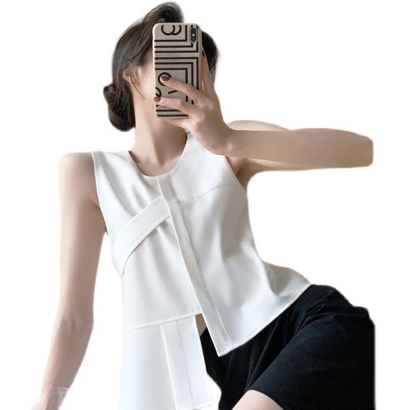 Áo Không Tay Màu Trắng Thiết Kế Độc Đáo 2022 Thời Trang Mùa Hè Cho Nữ