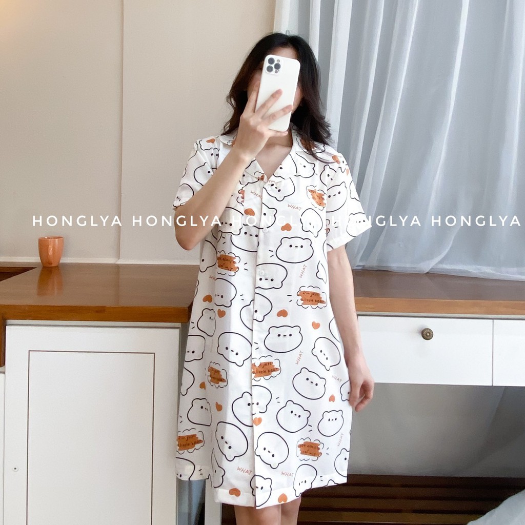 VÁY NGỦ PIJAMA LỤA MANGO cưng xỉu up xỉu down siêu hot hit váy pyjama váy pizama | BigBuy360 - bigbuy360.vn