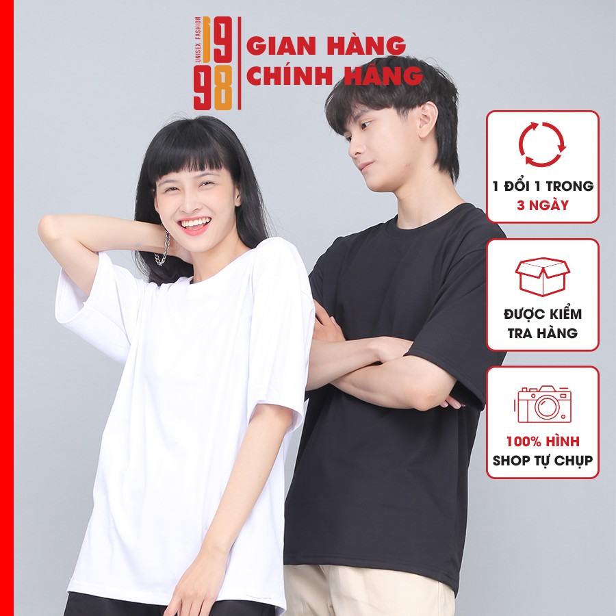 🔥 Áo thun tay lỡ unisex 🔥  áo phông nam nữ áo thun trơn thương hiệu 1998 unisex