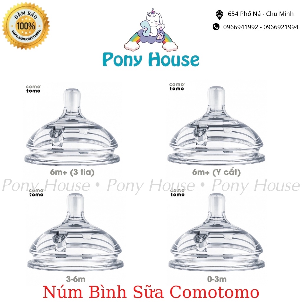 Núm Ti Bình Sữa Comotomo Silicon Chính Hãng, Núm Vú Bình Comotomo 1, 2, 3 tia, chữ Y cut