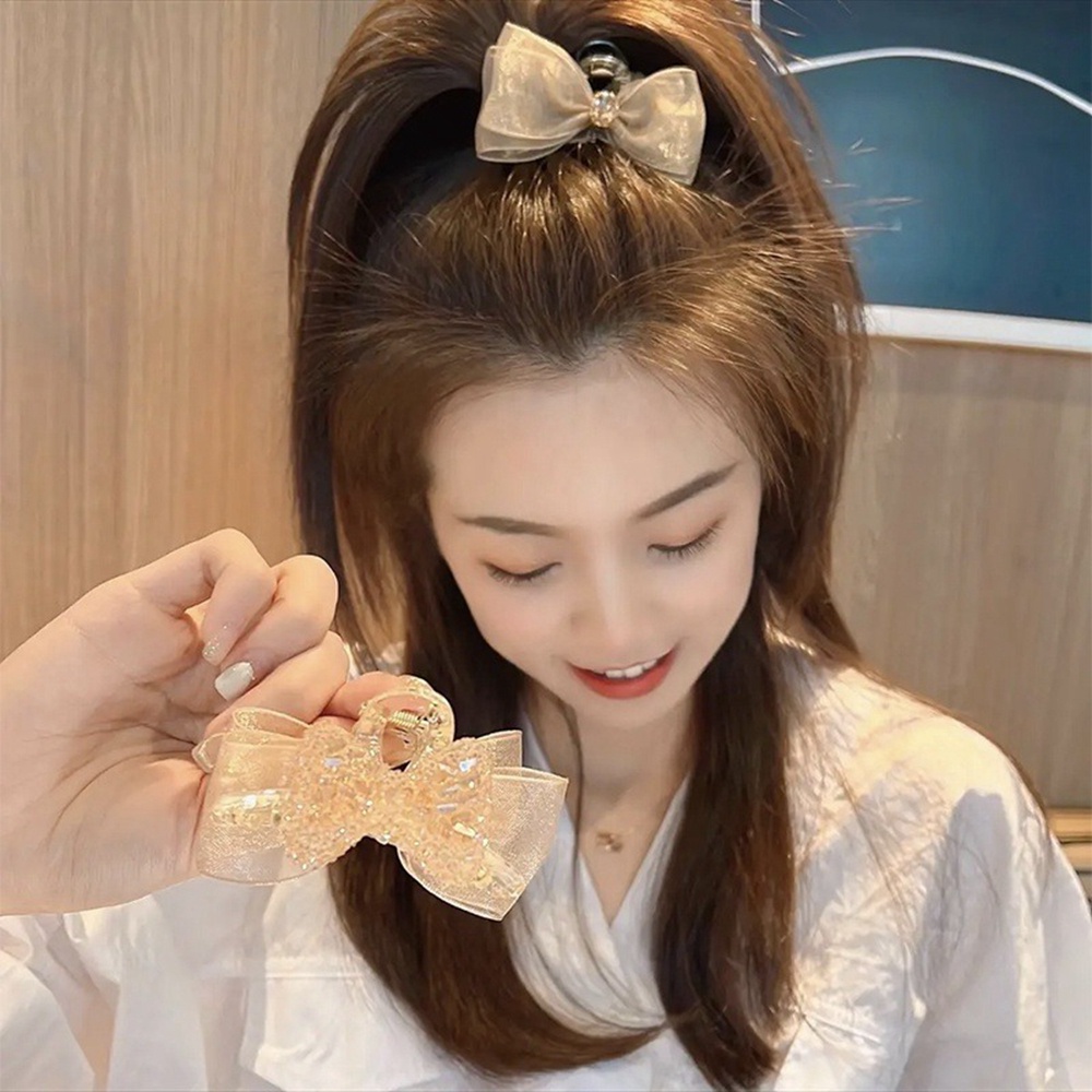Kẹp Tóc Nơ Đính Đá Hai Mặt Cỡ Nhỏ Hàng Mới Thời Trang Mùa Xuân