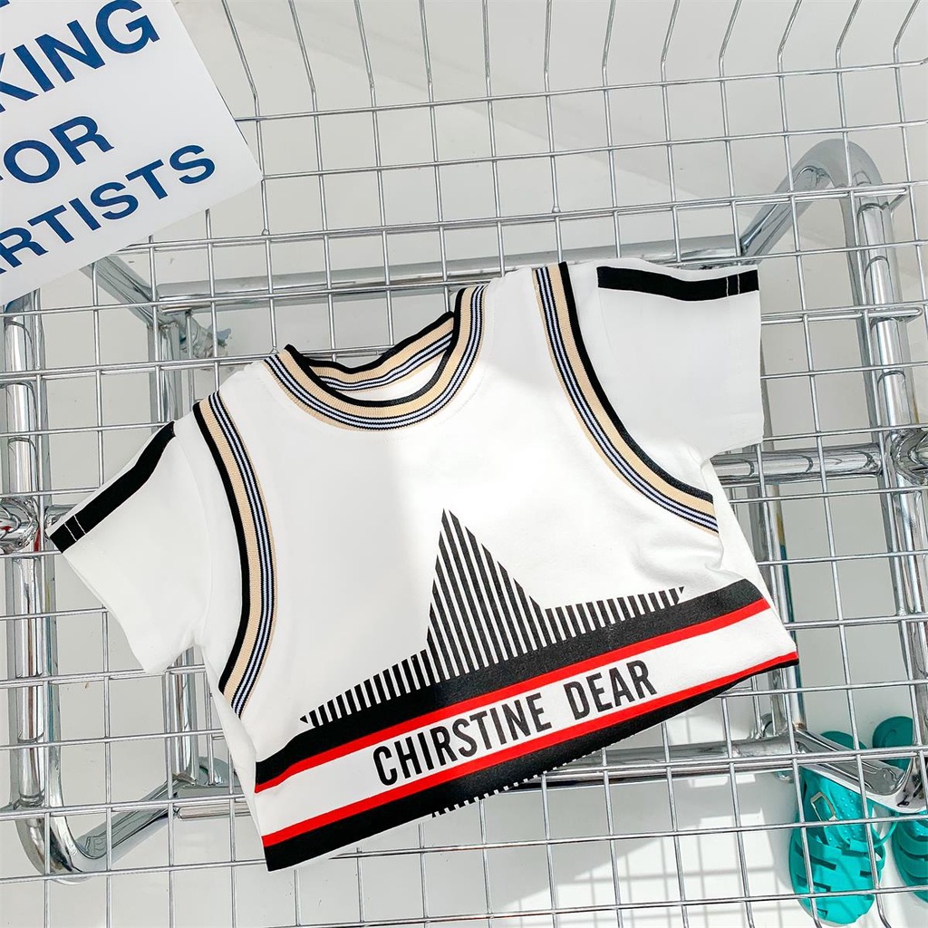 Bộ Áo Liền Quần Tay Ngắn In Hình Ngôi Sao Dễ Thương Cho Bé Trai Từ 0-2 Tuổi