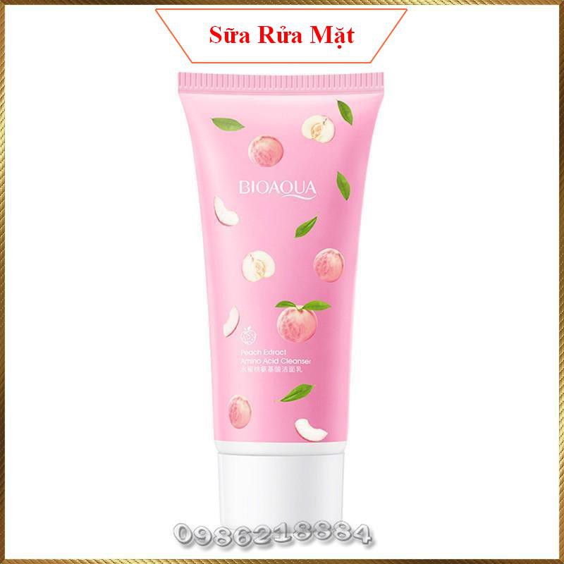 Sữa rửa mặt Đào Bioaqua Peach Extract Cleanser chứa Axit Amin hương thơm đào BPC1