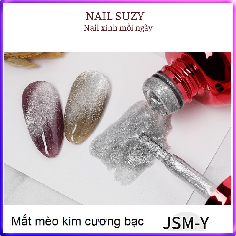 Sơn mắt mèo kim cương móng tay gel AS tone màu vàng tone màu bạc và cầu vồng NAIL SUZY mã JSM 15ml