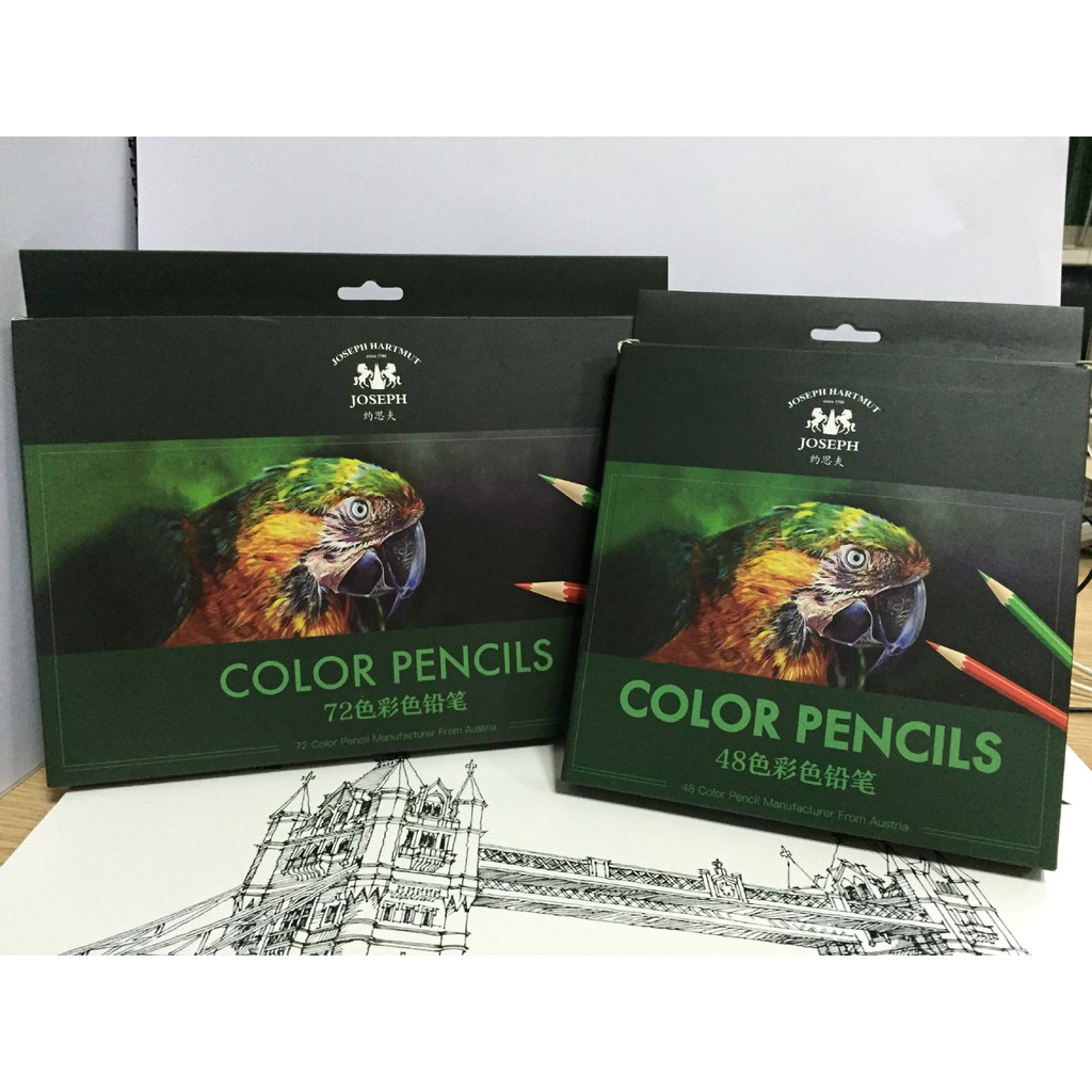 Hộp bút chì màu khô cao cấp COLOR PENCIL JOSEPH 36/48/72 màu hộp giấy