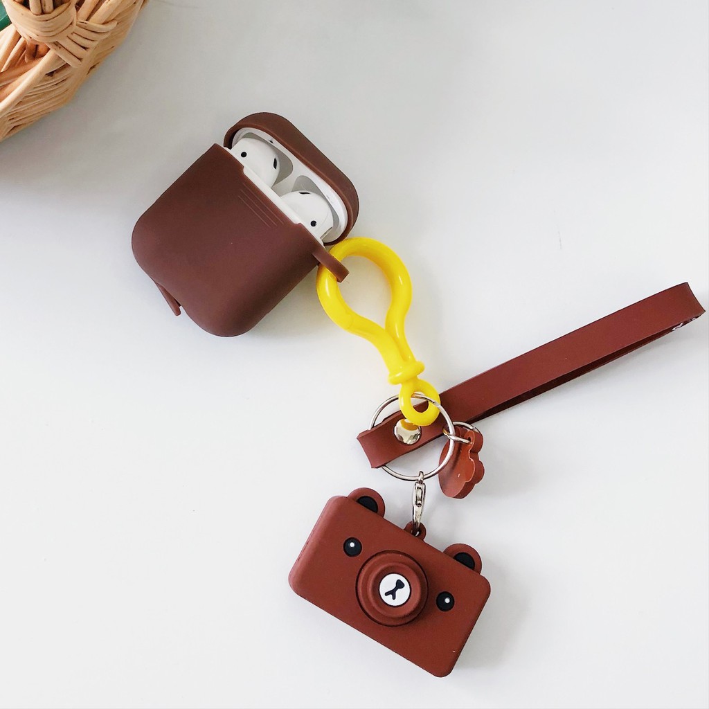 LINE FRIENDS Vỏ Bảo Vệ Hộp Sạc Tai Nghe Airpods Bằng Silicon Hình Máy Ảnh Chuột Mickey Minnie / Gấu Nâu / Thỏ Cony Line Dễ Thương