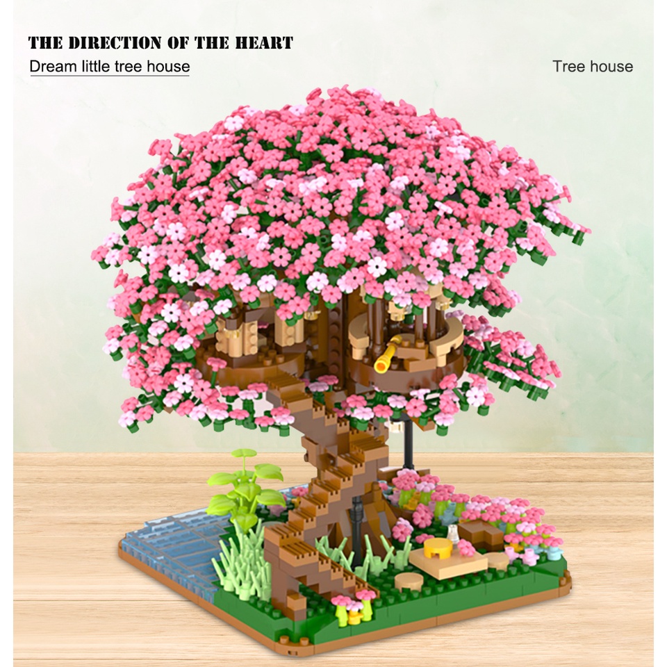 Mô Hình Nhà Cây Hoa Đào Nở Mini Phong Cách Nhật Bản