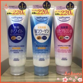 Sữa rửa mặt kose softymo nội địa nhật | srm kose collagen, white, hyaluronic acid 220g