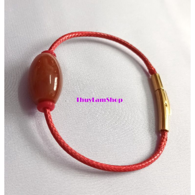 Vòng tay lu thống màu đỏ hanh thông tài lộc, đầu xuôi đuôi lọt khóa bấm cao cấp