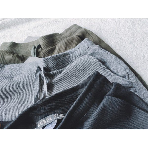 Quần JOGGER VNXK Unisex Nam Nữ Thun Gân 3 màu ĐEN, XÁM, LÍNH AGE2X Chính Hãng.