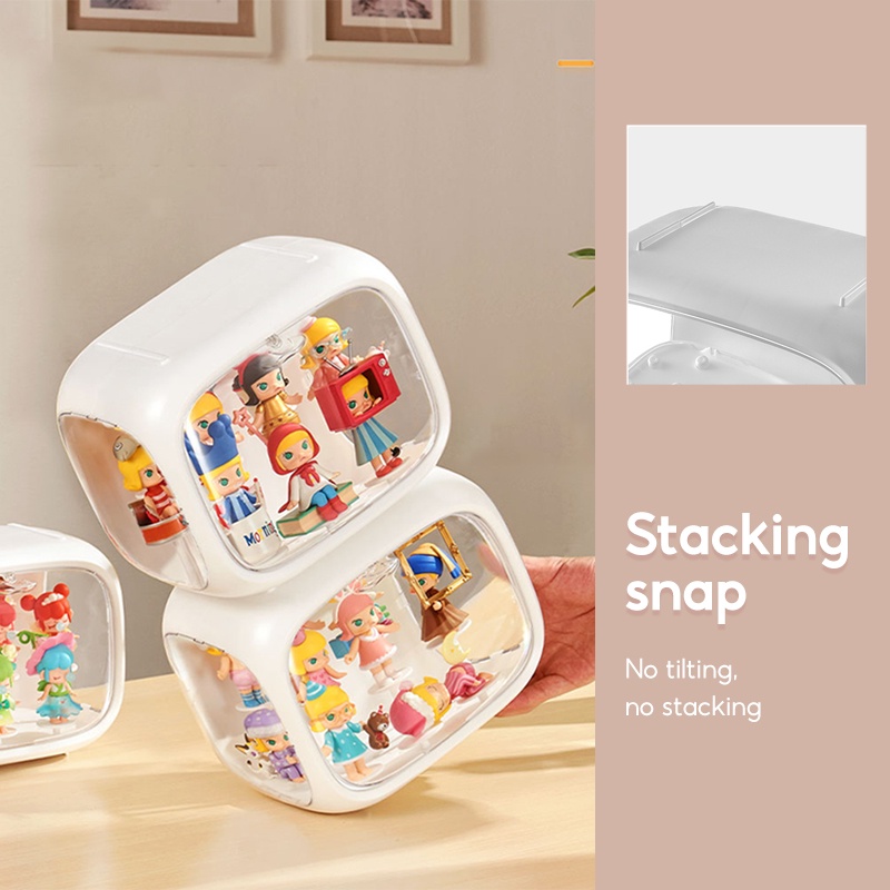 Hình con nhộng không gian Hộp màn hình Hộp màn hình Hộp trưng bày Hộp hiển thị acrylic Hộp hiển thị trong suốt Giá đỡ Genshin Tác động Klee Zhongli Popmart Molly 1WPN