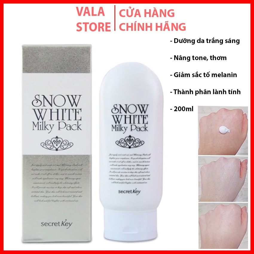 Kem Ủ Trắng Da Dành Cho Mặt Và Cơ Thể Secret Key Snow White Milky Pack 200g