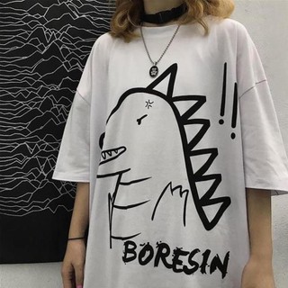 Áo Thun KHỦNG LONG OVERSIZE UNISEX (2 Màu ĐEN-TRẮNG)
