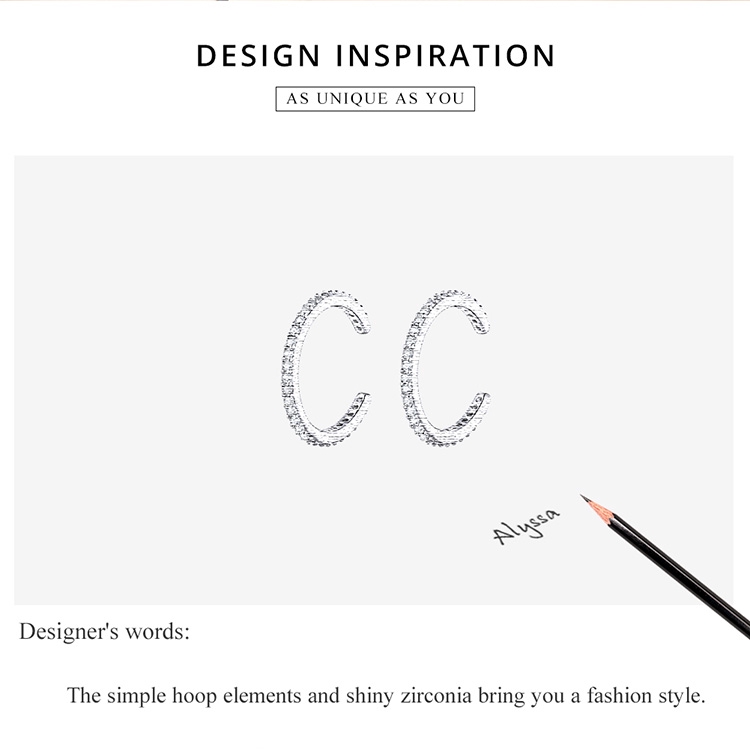 Đôi khuyên tai BAMOER SCE842 chốt bạc 925 đính hạt nhỏ sang trọng