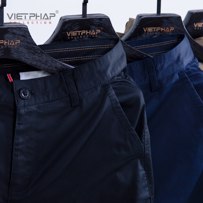 Quần Short Kaki Nam Trung Niên Hoạ Tiết Chìm Cao Cấp 19407 Việt Pháp. Cotton Kaki Thấm Hút Mồ Hôi, Co giãn &amp; giữ form