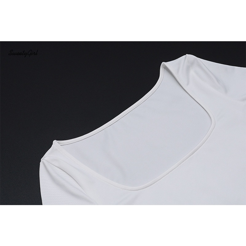 Áo Thun Tay Dài Cổ Vuông Cắt Sâu Màu Trơn Thời Trang 2022 Quyến Rũ Cho Nữ