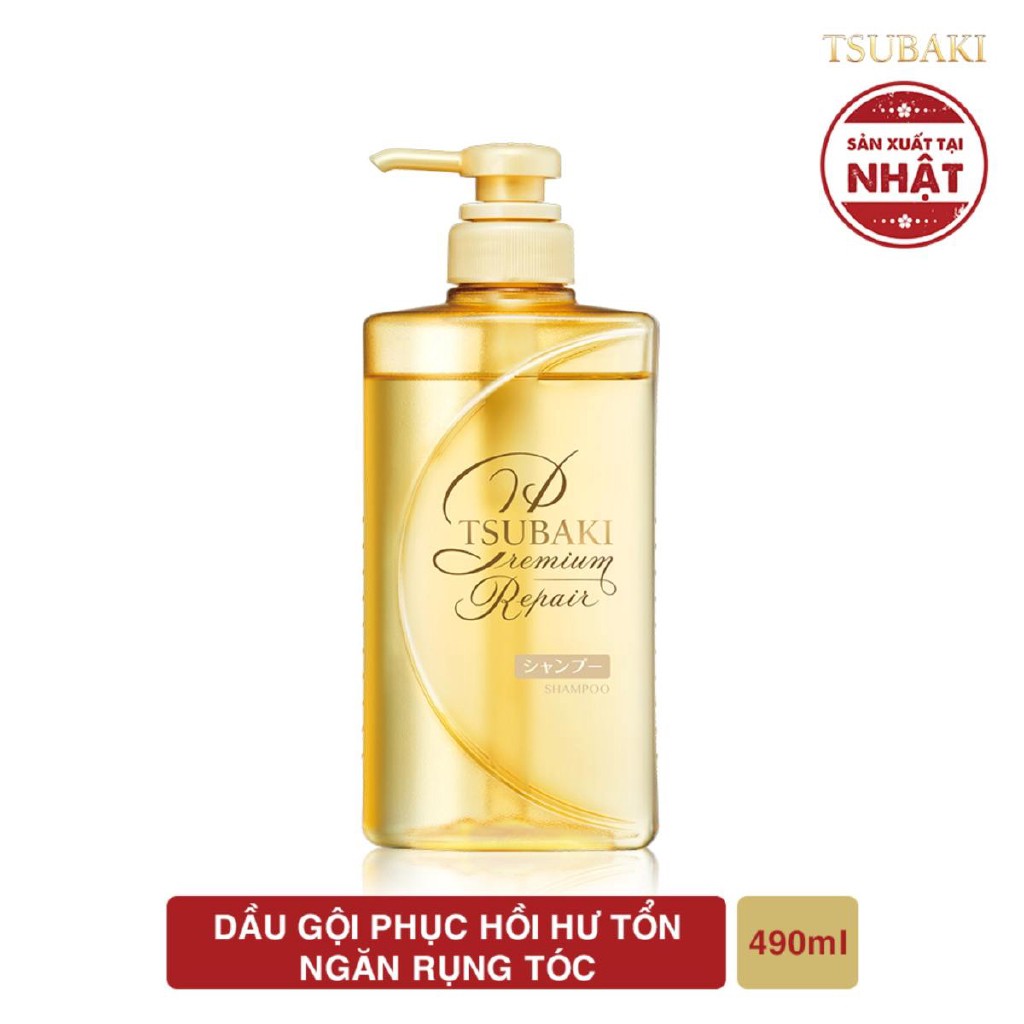 Dầu gội Phục hồi ngăn rụng tóc Premium Repair Tsubaki 490ml/chai