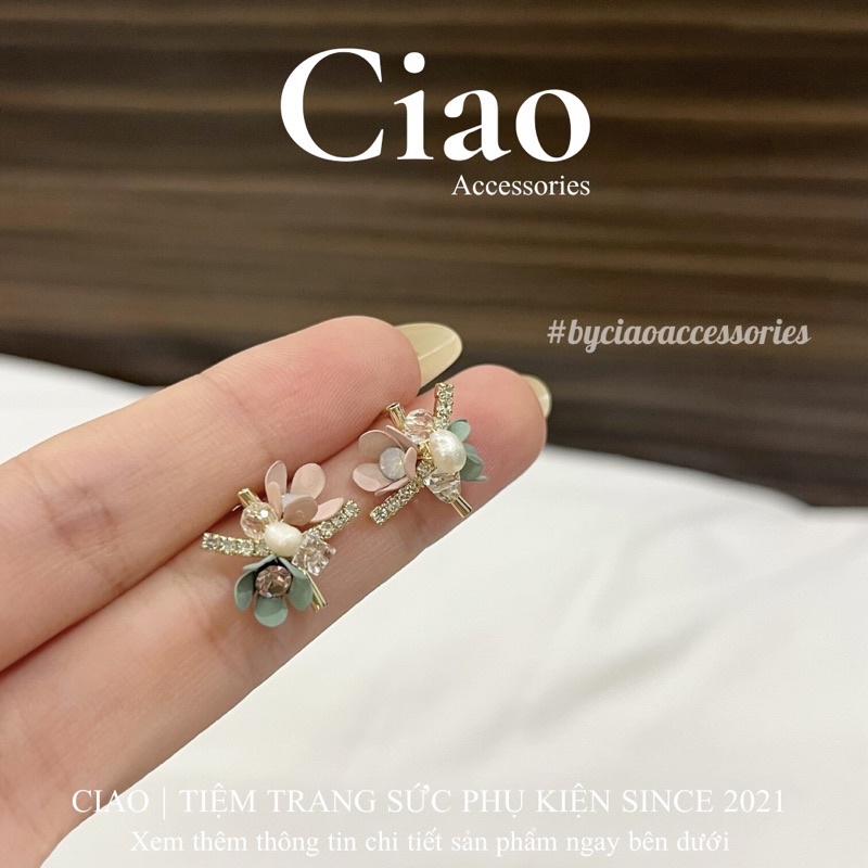[HOẢ TỐC 1H] Khuyên tai/ Bông tai mạ bạc S925 đính hạt trai nước ngọt thiết kế Meliora Ciao