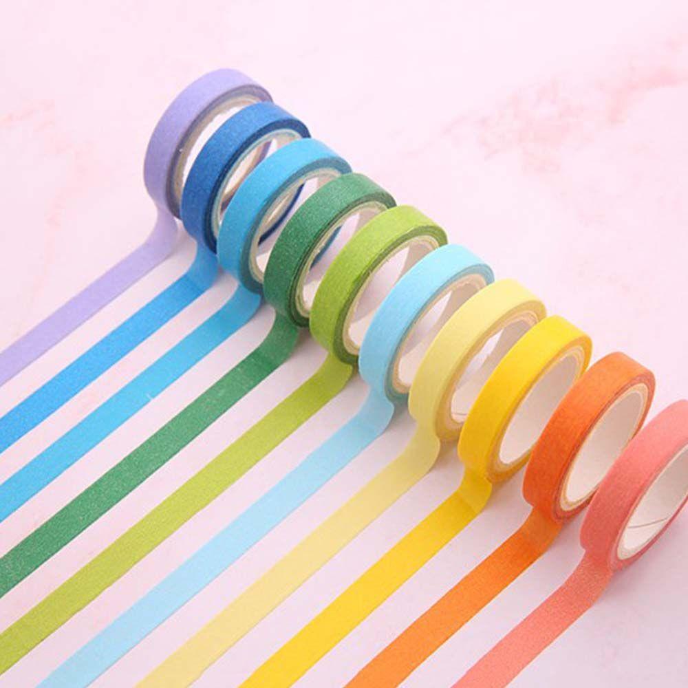 Hộp 10 Cuộn Băng Keo Màu Sắc Cầu Vồng Phong Cách Nhật Bản