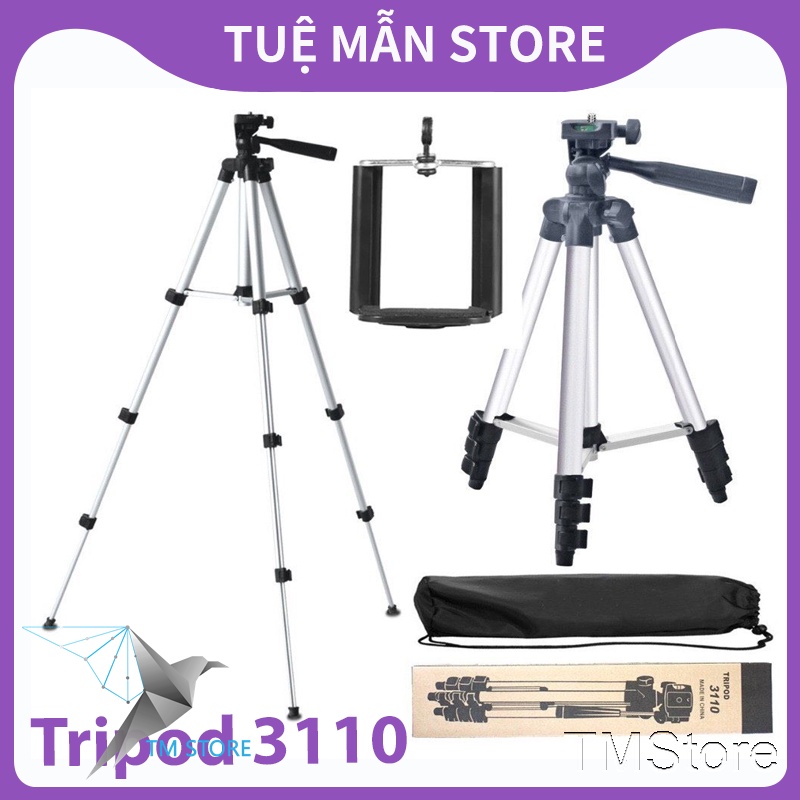 Gậy 3 chân chụp hình máy ảnh, điện thoại Tripod TF - 3110, Tripod chụp ảnh livetream, Chân đế điện thoại quay tiktok