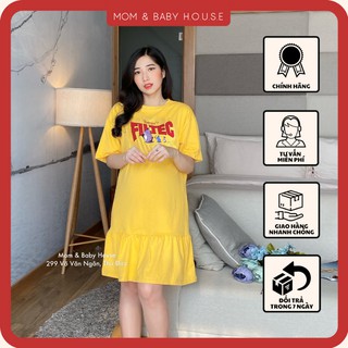 Đầm bầu thun xịn thêu họa tiết trẻ trung ( form mặc được cả bầu và thường sau sinh )