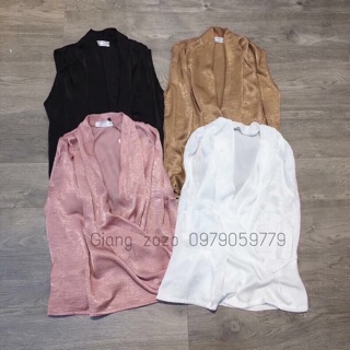 Áo sơ mi lụa sát nách cổ V
