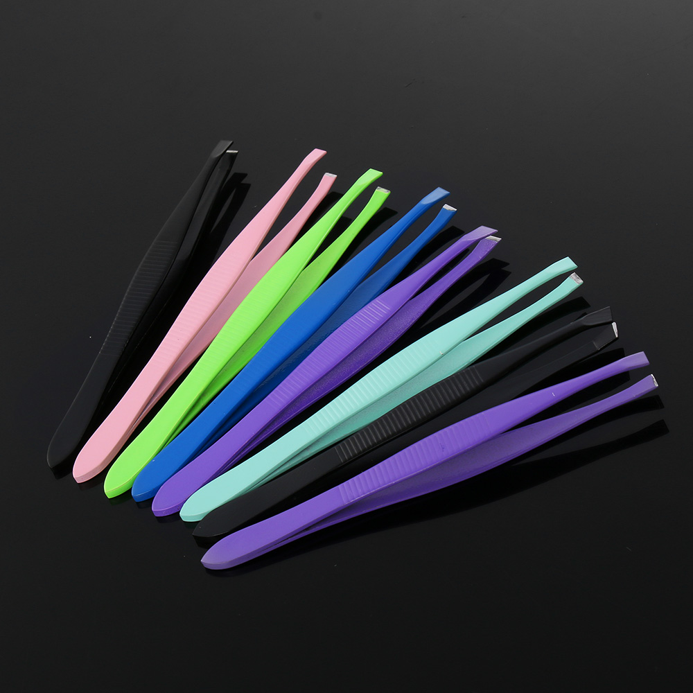 Nhíp Tỉa Lông Mày Đầu Nghiêng Bằng Thép Không Gỉ Nhiều Màu Tùy Chọn