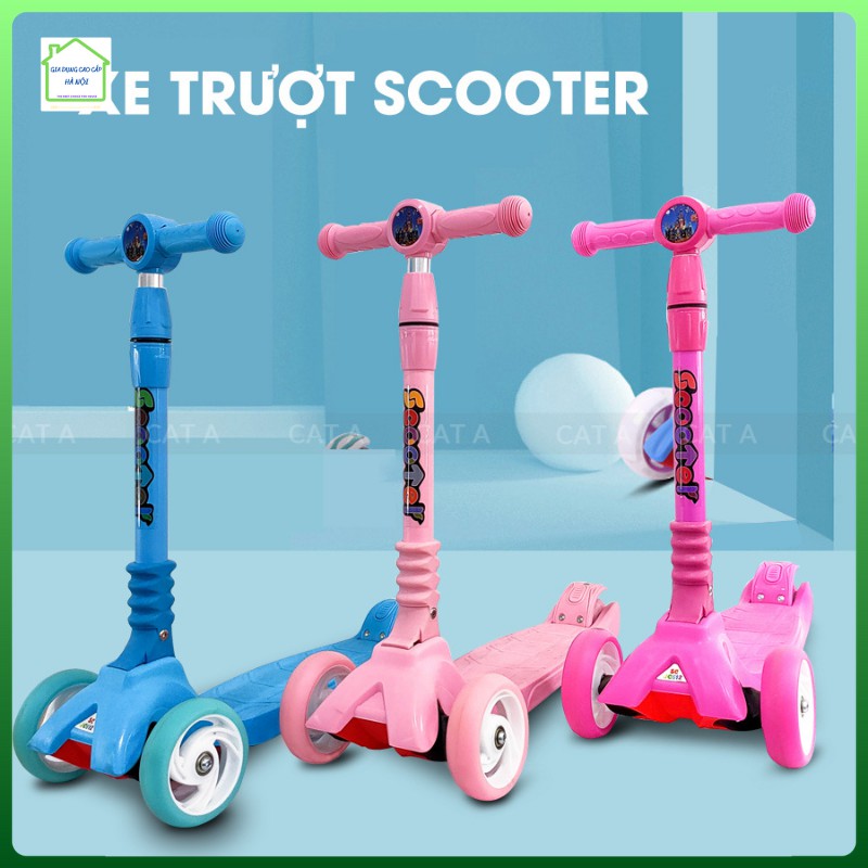 ⚡️ CAO CẤP ⚡️ XE TRƯỢT SCOOTER 3 bánh có bánh xe phát sáng cho bé yêu - THĂNG BẰNG 3 BÁNH PHÁT SÁNG - CÓ PHANH - JC750