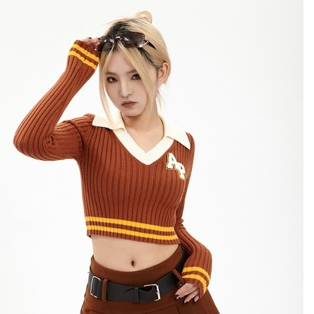 Áo Thun Dệt Kim Tay Dài Cổ Chữ V Thêu Họa Tiết Phong Cách Retro Mỹ Thời Trang Mới 2022 Dành Cho Bạn Nữ