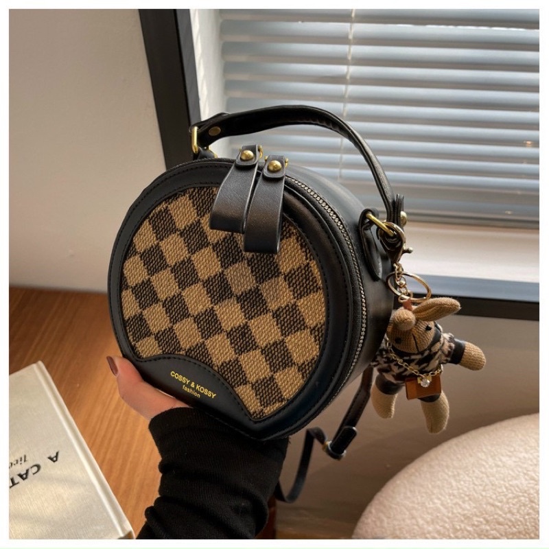 Túi cốp tròn phối dạ tặng kèm gấu (hàng đẹp)