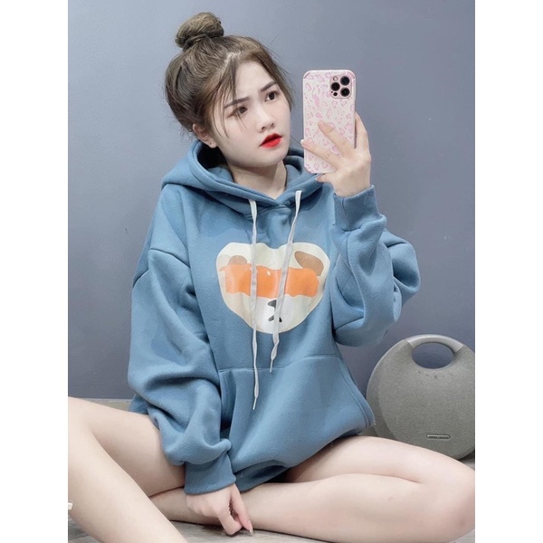 Áo khoác áo hoodies zip nỉ bông in hình gấu cute ullzang 4 màu ( Ảnh thật/hàng sẵn)